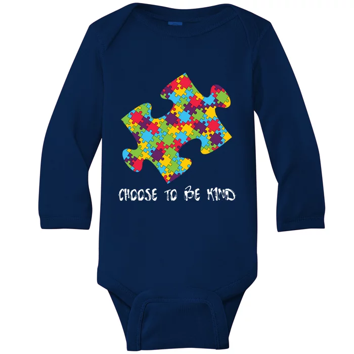 Choose To Be Kind Autism Puzzle Piece Gift Baby Long Sleeve Bodysuit