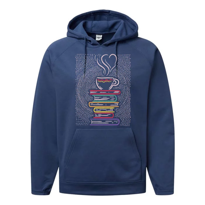 Coffee Tea Books Book Lover Reading Librarian Gift Performance Fleece Hoodie