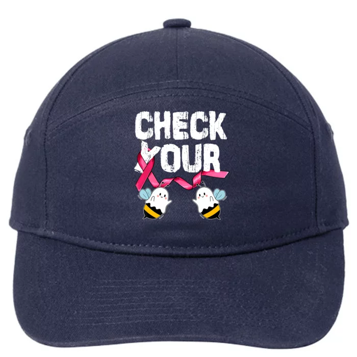 Check The Boo Bees Halloween Costume Breast Cancer Gift 7-Panel Snapback Hat