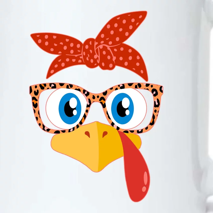 Cute Thanksgiving Bandana Glasses Turkey Girl Black Color Changing Mug