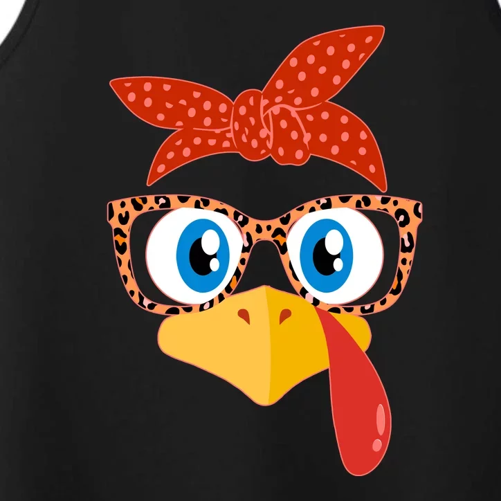 Cute Thanksgiving Bandana Glasses Turkey Girl Performance Tank