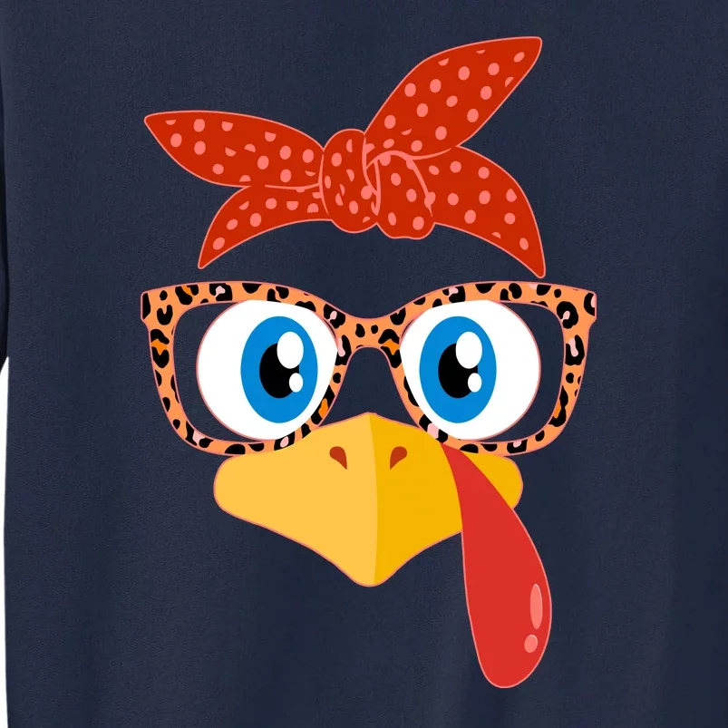 Cute Thanksgiving Bandana Glasses Turkey Girl Tall Sweatshirt