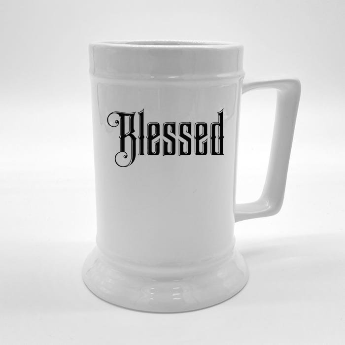 Christian T Blessed Black Bible Verses Front & Back Beer Stein