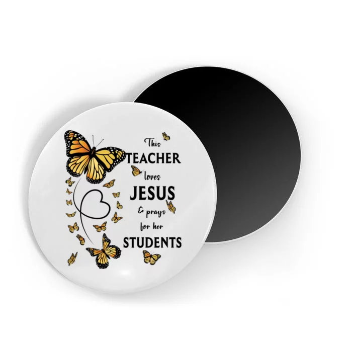 Christian Teacher Butterfly This Teacher Loves Jesus Magnet