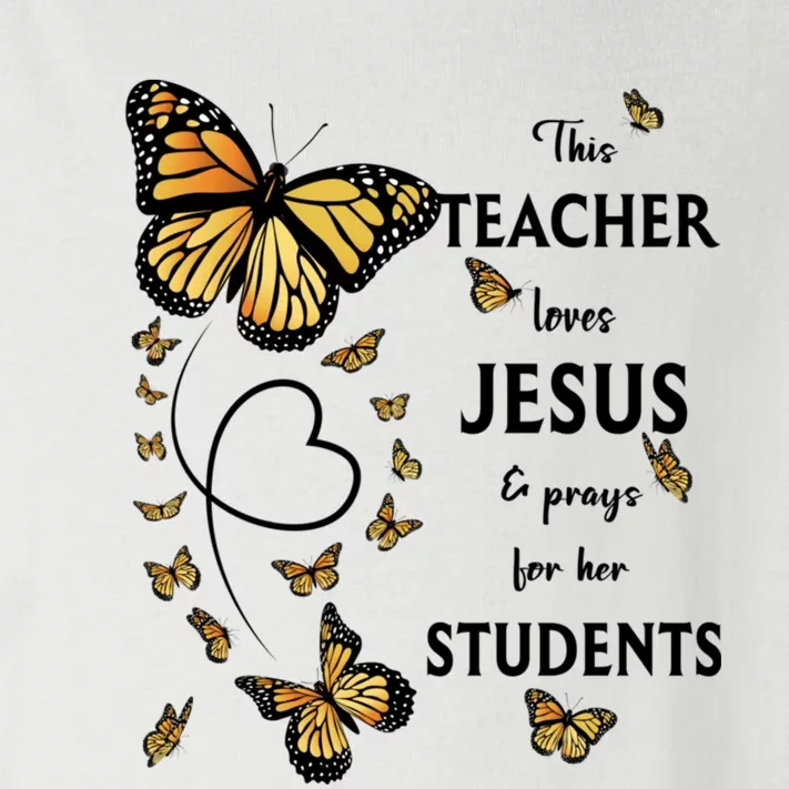 Christian Teacher Butterfly This Teacher Loves Jesus Toddler Long Sleeve Shirt