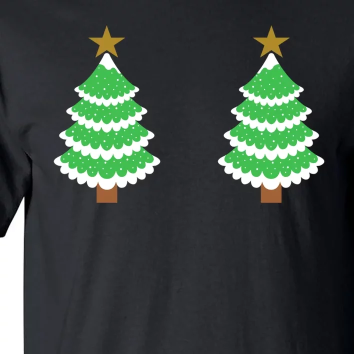 Christmas Tree Boobs Xmas Snow Funny Tree Boobs Gifts Tall T-Shirt