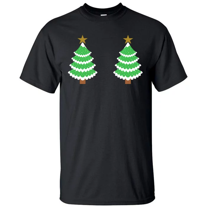 Christmas Tree Boobs Xmas Snow Funny Tree Boobs Gifts Tall T-Shirt