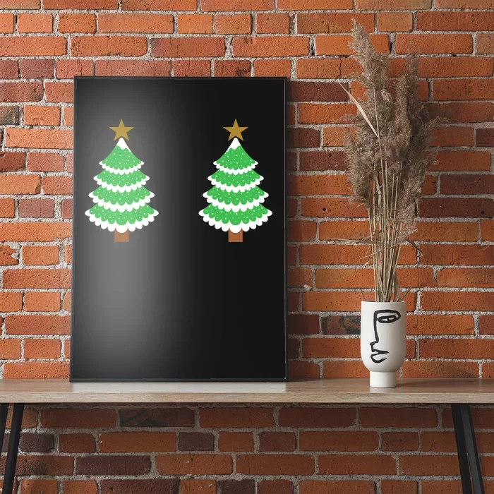 Christmas Tree Boobs Xmas Snow Funny Tree Boobs Gifts Poster