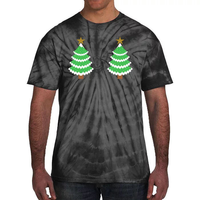 Christmas Tree Boobs Xmas Snow Funny Tree Boobs Gifts Tie-Dye T-Shirt