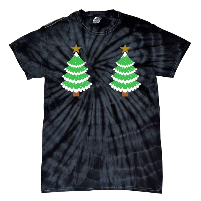 Christmas Tree Boobs Xmas Snow Funny Tree Boobs Gifts Tie-Dye T-Shirt