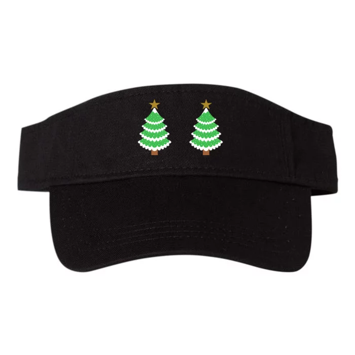 Christmas Tree Boobs Xmas Snow Funny Tree Boobs Gifts Valucap Bio-Washed Visor