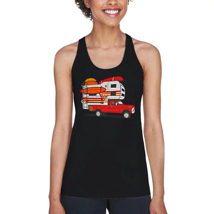 Camping Truck Boats Watercraft Kayaks And Paddleboards Cool Gift Women's Racerback Tank