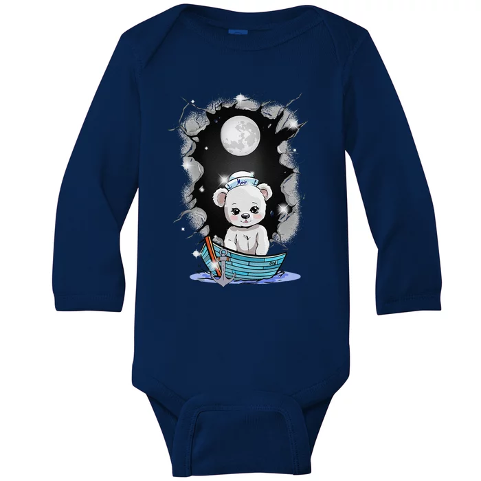 Cute Teddy Bear Teddy Bear Sailor Mystical Maritime Child Baby Long Sleeve Bodysuit