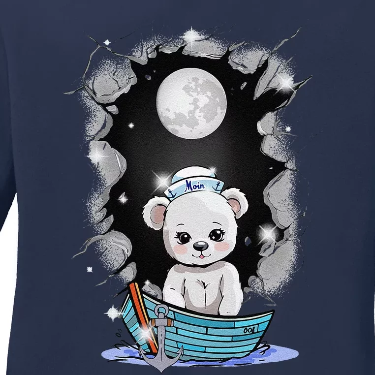 Cute Teddy Bear Teddy Bear Sailor Mystical Maritime Child Ladies Long Sleeve Shirt