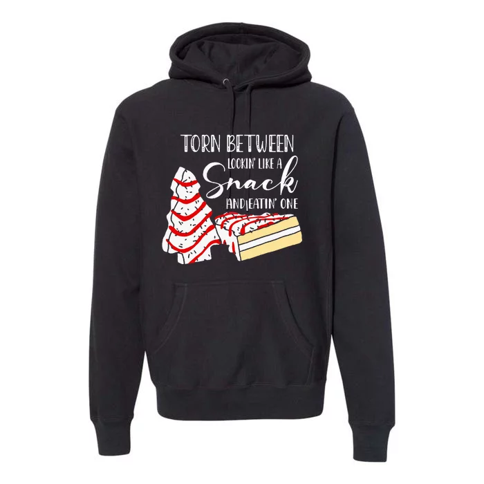 Cake Torn Between Looking' Like a Snack Christmas tree Premium Hoodie