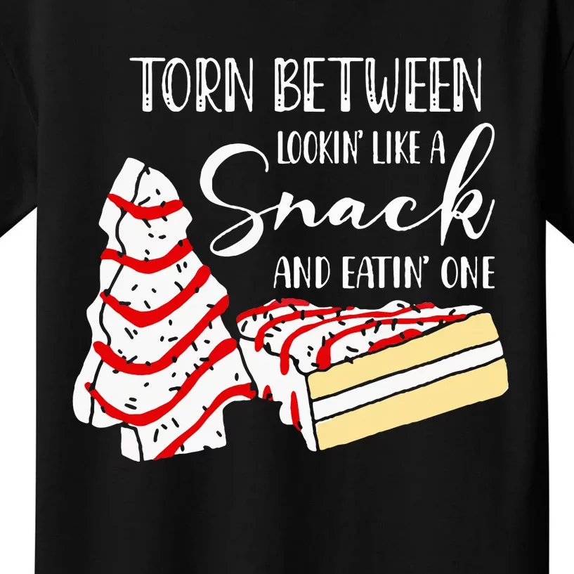 Cake Torn Between Looking' Like a Snack Christmas tree Kids T-Shirt