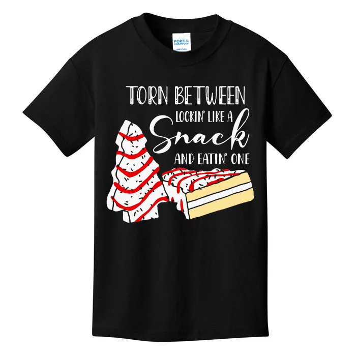 Cake Torn Between Looking' Like a Snack Christmas tree Kids T-Shirt