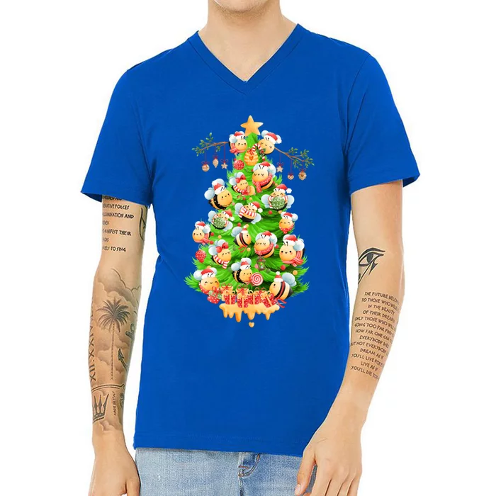 Christmas Tree Bees Jingle All The Way! Bees Gift V-Neck T-Shirt