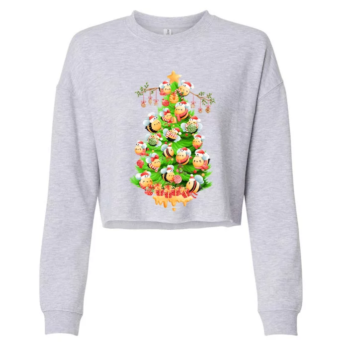 Christmas Tree Bees Jingle All The Way! Bees Gift Cropped Pullover Crew