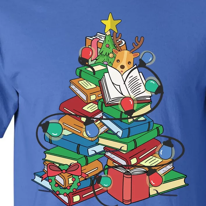 Christmas Tree Books Merry Bookmas Pajama Reading Book Lover Gift Tall T-Shirt