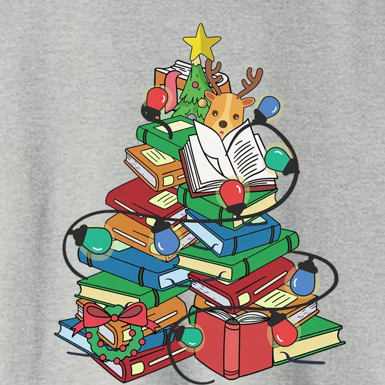 Christmas Tree Books Merry Bookmas Pajama Reading Book Lover Gift Women's Crop Top Tee