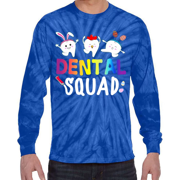 Cute Tooth Bunny Chicken Easter Eggs Dental Squad Easter Meaningful Gift Tie-Dye Long Sleeve Shirt