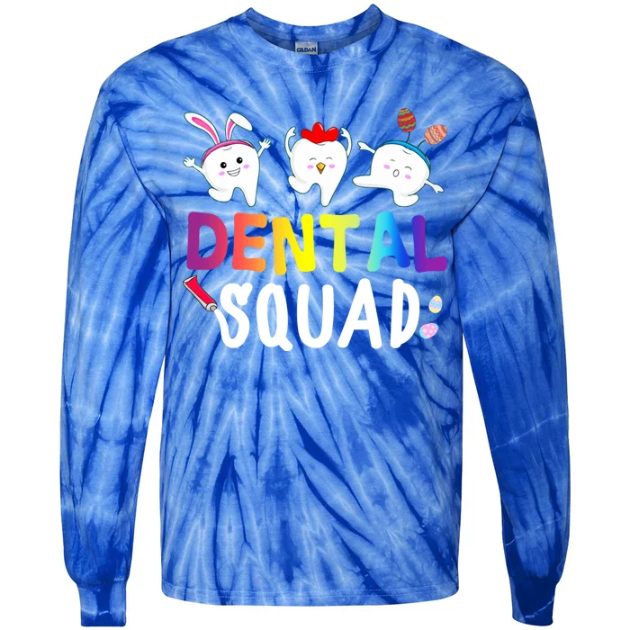 Cute Tooth Bunny Chicken Easter Eggs Dental Squad Easter Meaningful Gift Tie-Dye Long Sleeve Shirt