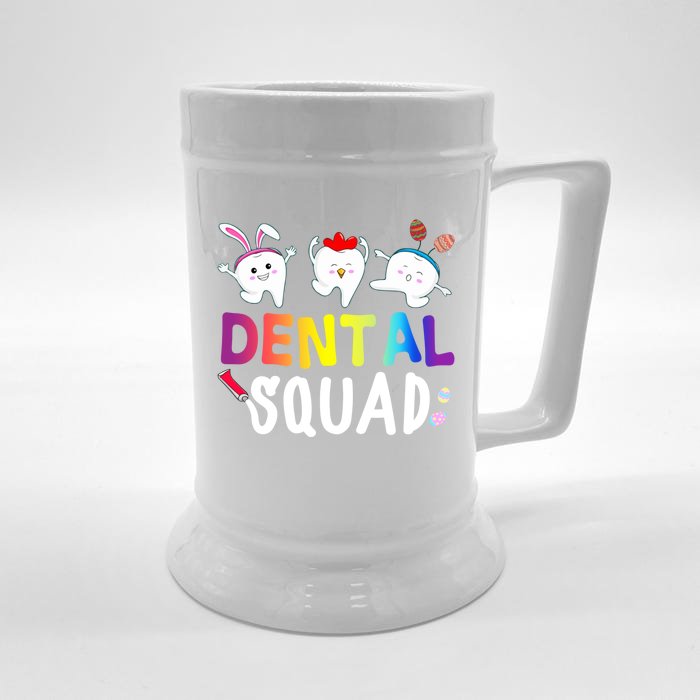 Cute Tooth Bunny Chicken Easter Eggs Dental Squad Easter Meaningful Gift Front & Back Beer Stein