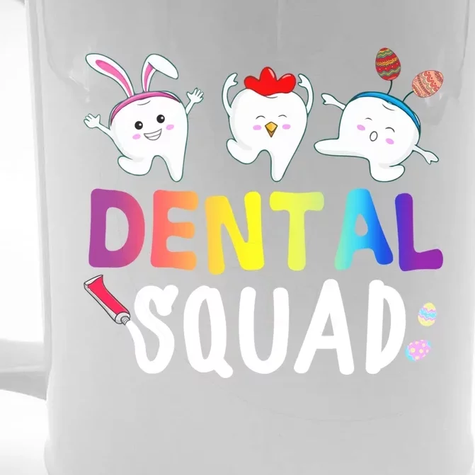 Cute Tooth Bunny Chicken Easter Eggs Dental Squad Easter Meaningful Gift Front & Back Beer Stein