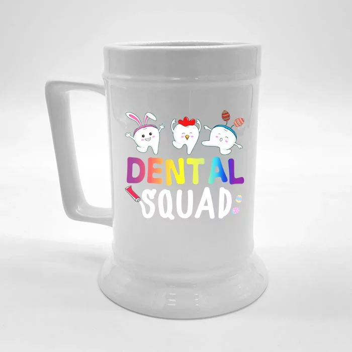 Cute Tooth Bunny Chicken Easter Eggs Dental Squad Easter Meaningful Gift Front & Back Beer Stein