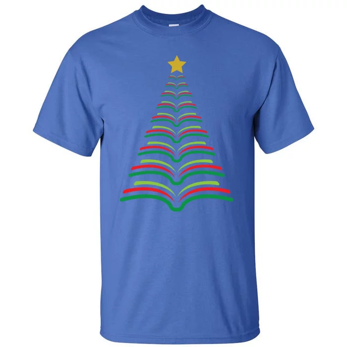 Christmas Tree Books Teacher Holiday Gift Librarian School Meaningful Gift Tall T-Shirt