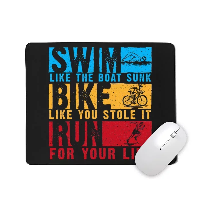 Cool Triathlon Boat Swim Bike Run Triathlete Mousepad