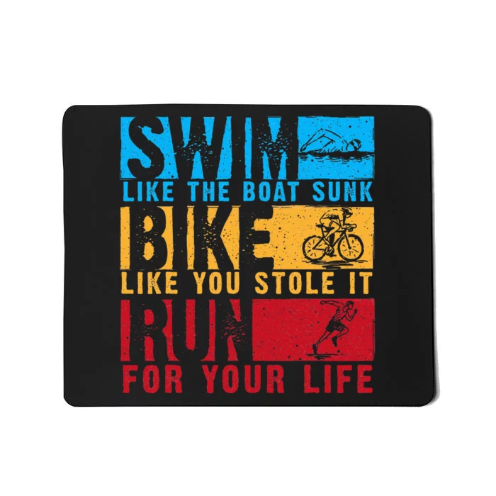 Cool Triathlon Boat Swim Bike Run Triathlete Mousepad