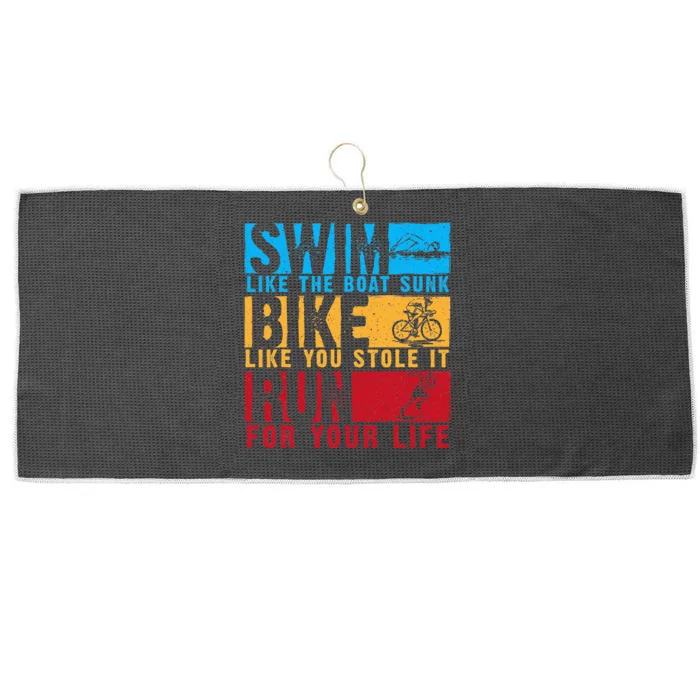 Cool Triathlon Boat Swim Bike Run Triathlete Large Microfiber Waffle Golf Towel