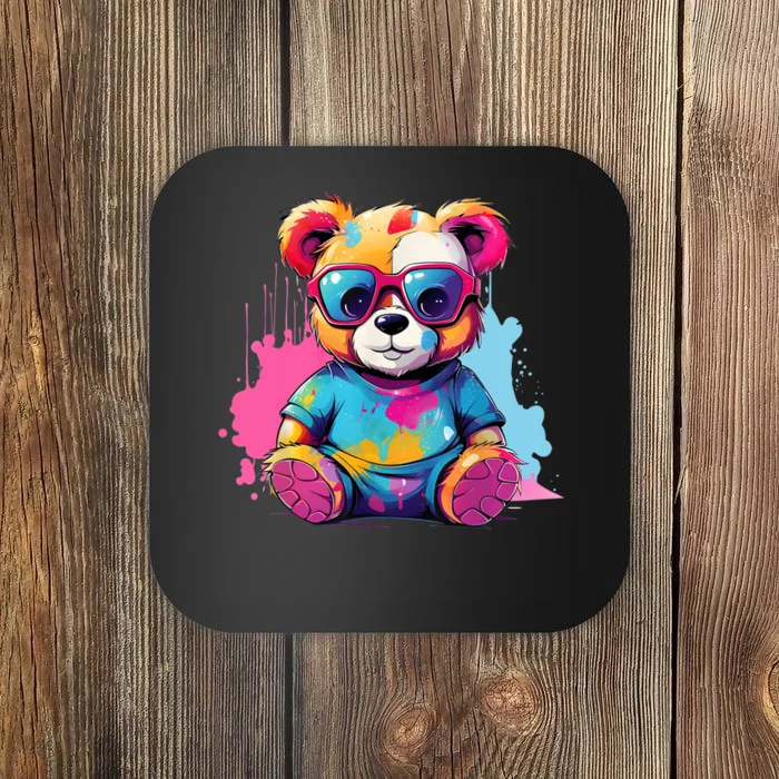 Colorful Teddy Bear Cute Teddy Bear I Teddy Art I Teddy Bear Coaster