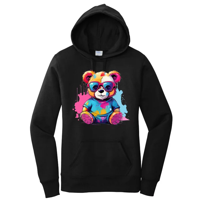 Colorful Teddy Bear Cute Teddy Bear I Teddy Art I Teddy Bear Women's Pullover Hoodie