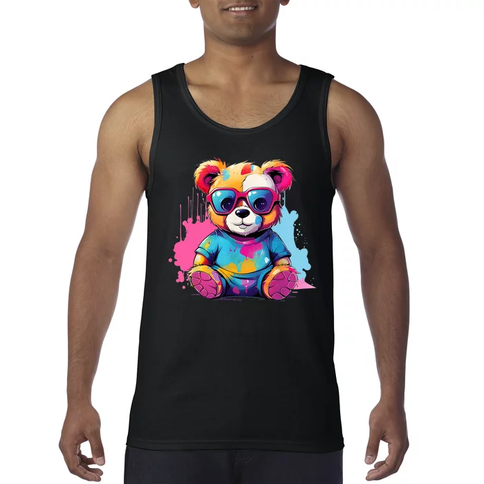 Colorful Teddy Bear Cute Teddy Bear I Teddy Art I Teddy Bear Tank Top