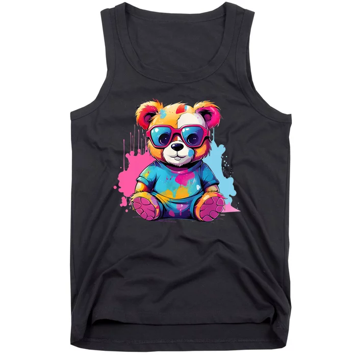 Colorful Teddy Bear Cute Teddy Bear I Teddy Art I Teddy Bear Tank Top