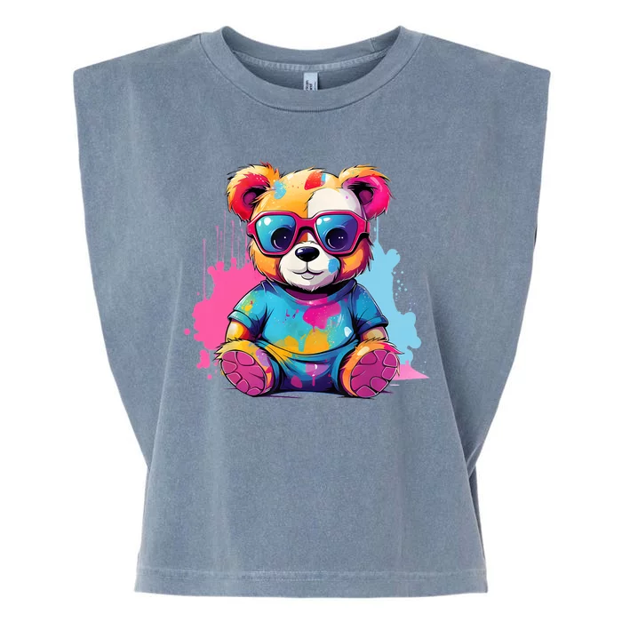 Colorful Teddy Bear Cute Teddy Bear I Teddy Art I Teddy Bear Garment-Dyed Women's Muscle Tee