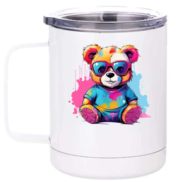 Colorful Teddy Bear Cute Teddy Bear I Teddy Art I Teddy Bear Front & Back 12oz Stainless Steel Tumbler Cup