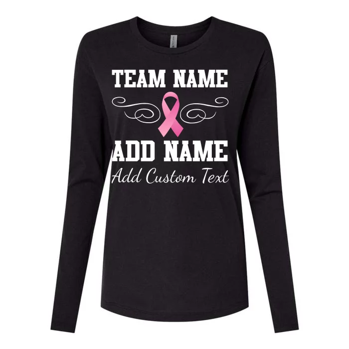 Custom Team Breast Cancer Personalize Womens Cotton Relaxed Long Sleeve T-Shirt