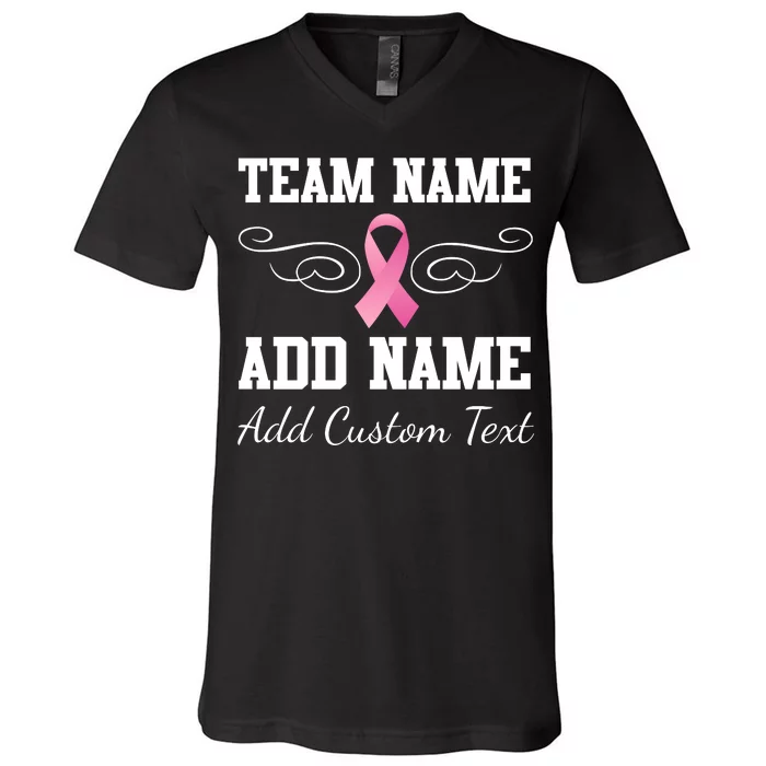 Custom Team Breast Cancer Personalize V-Neck T-Shirt