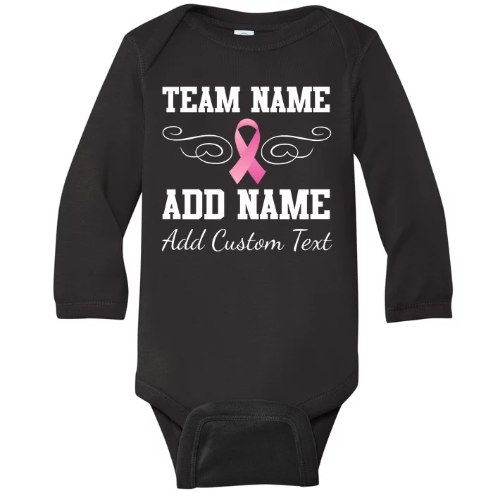 Custom Team Breast Cancer Personalize Baby Long Sleeve Bodysuit