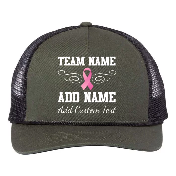 Custom Team Breast Cancer Personalize Retro Rope Trucker Hat Cap