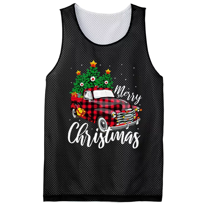 Christmas Tree Buffalo Plaid Red Truck family Mesh Reversible Basketball Jersey Tank