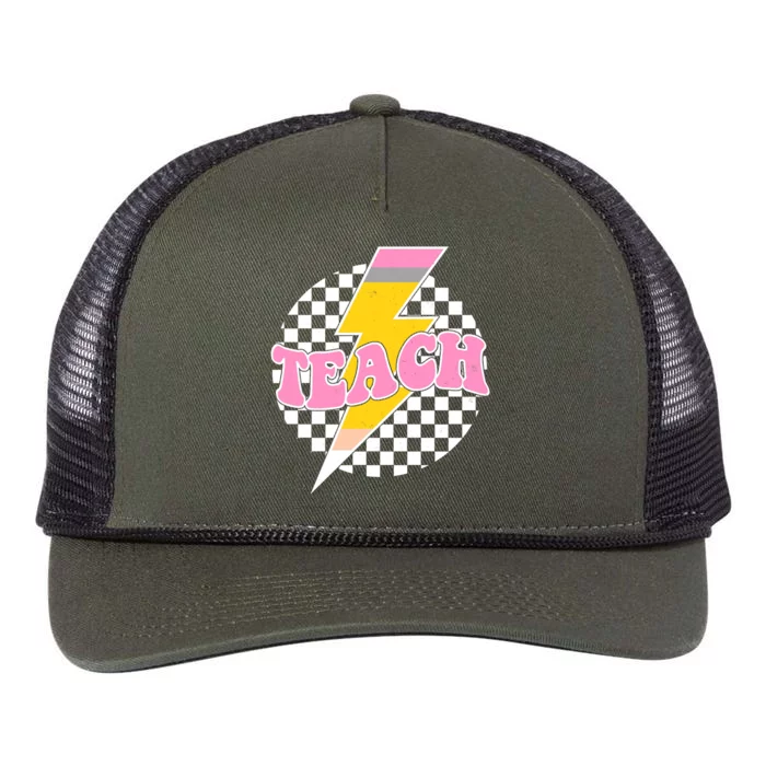 Checkered Teach Back To School Teacher Retro Rope Trucker Hat Cap