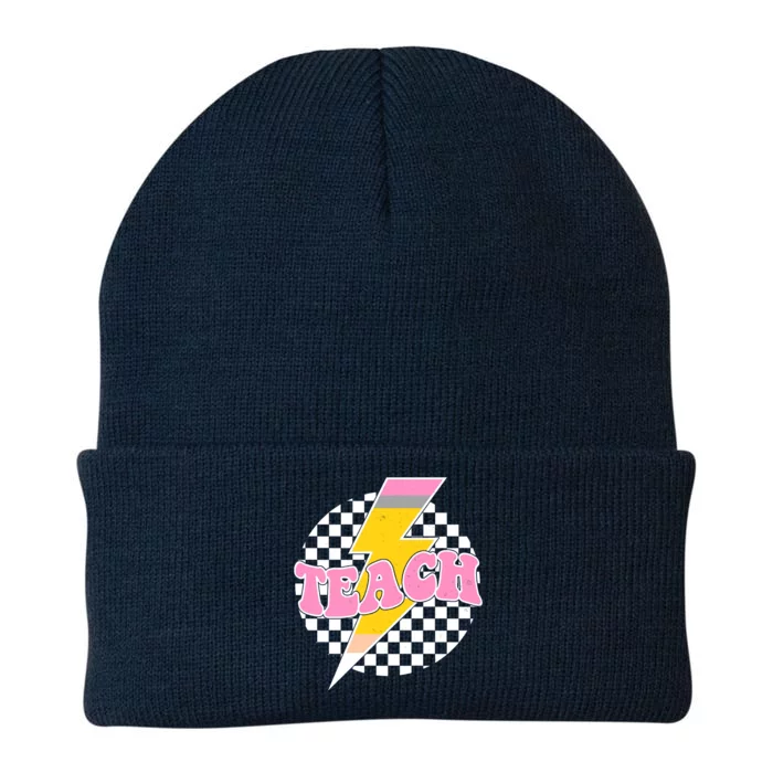 Checkered Teach Back To School Teacher Knit Cap Winter Beanie