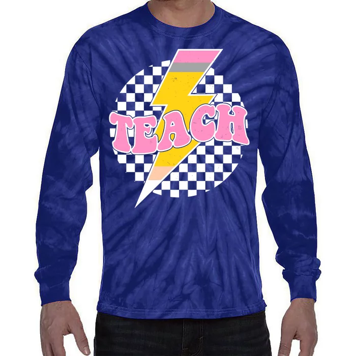 Checkered Teach Back To School Teacher Tie-Dye Long Sleeve Shirt