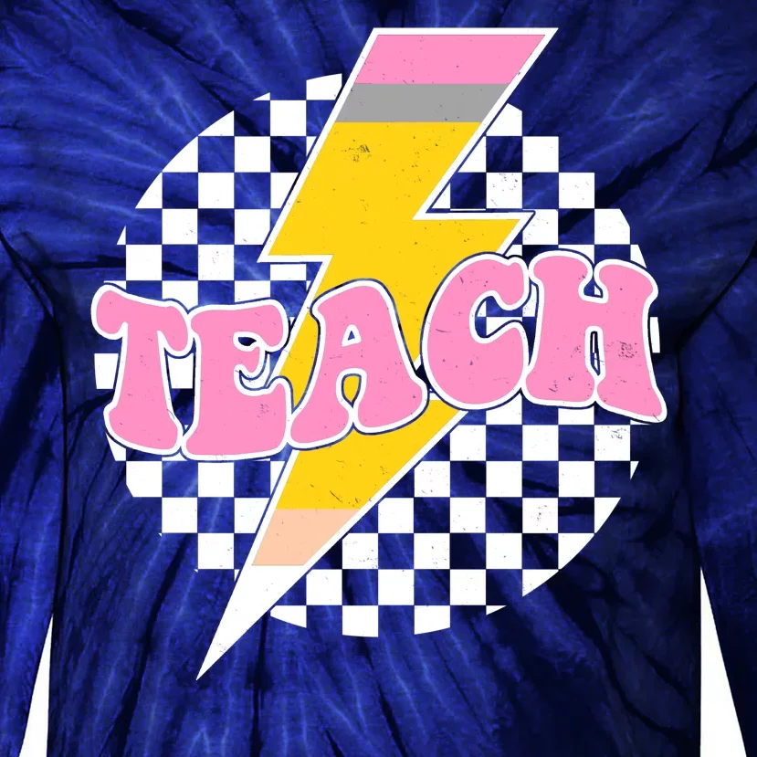 Checkered Teach Back To School Teacher Tie-Dye Long Sleeve Shirt