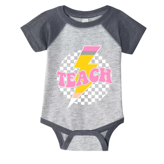 Checkered Teach Back To School Teacher Infant Baby Jersey Bodysuit